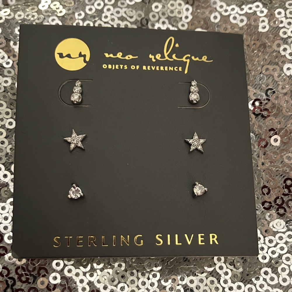 Sterling Silver Star and Stud Earrings